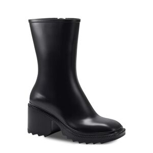 INC Womens Black Cushioned Everett Square Toe Block Heel Zip-Up Rain Boots